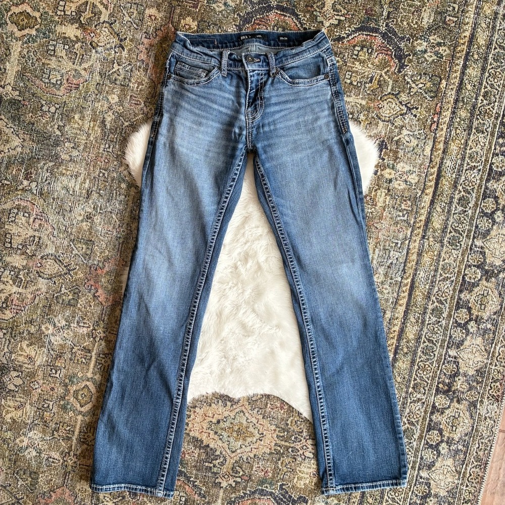 BKE Aiden Straight Leg Jeans Womens 29x34 Medium Wash Denim Contrast Stitch